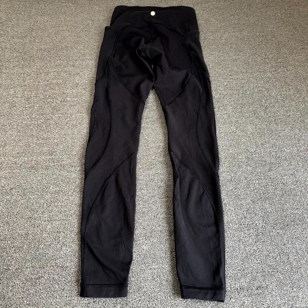 Lululemon Ankle Leggings Womens 4 Black Yoga Running Workout‎ Logo Athletic